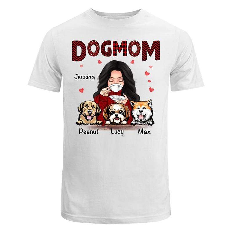 T-Shirt Dog Mom Red Patterned Personalized Shirt Sweatshirt / Light Pink Sweatshirt / 3XL