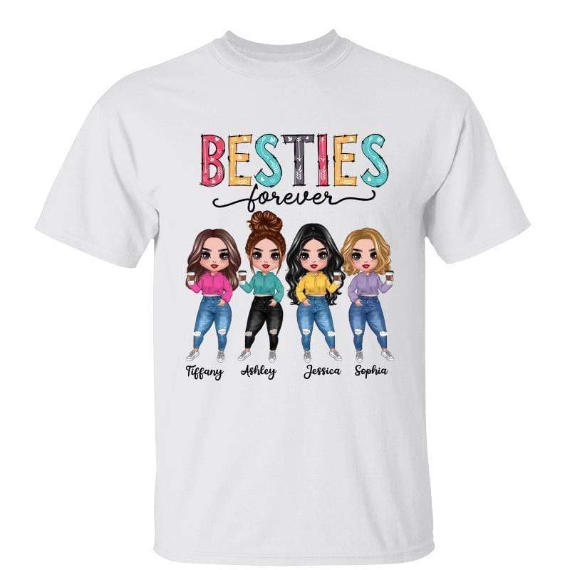 T-Shirt Doll Besties Floral Leopard Checkered Pattern Personalized Shirt Classic Tee / White Classic Tee / S