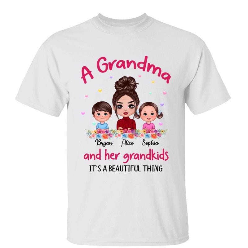 T-Shirt Doll Grandma & Grandkids Beautiful Thing Personalized Shirt Classic Tee / White Classic Tee / S