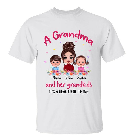 T-Shirt Doll Grandma & Grandkids Beautiful Thing Personalized Shirt Classic Tee / White Classic Tee / S
