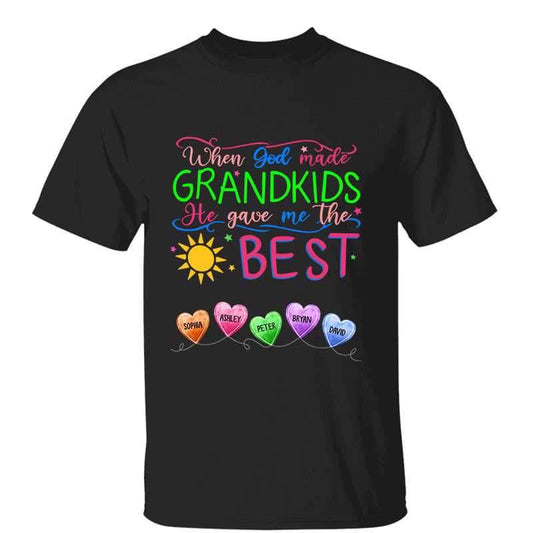 T-Shirt God Gave Me The Best When Made Grandkids Grandma Grandpa Personalized Shirt Classic Tee / Black Classic Tee / S