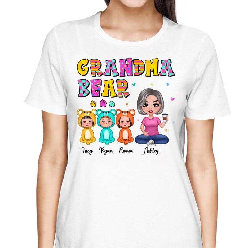 T-Shirt Grandma Bear Mom Auntie Doll Kids Mother‘s Day Gift Personalized Shirt