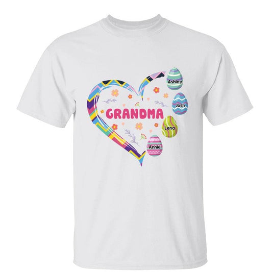 T-Shirt Grandma Easter Pattern Eggs Heart Personalized Shirt Classic Tee / White Classic Tee / S