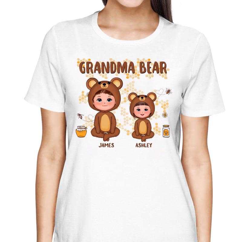T-Shirt Grandma Mom Auntie Bear Doll Kids Personalized Shirt