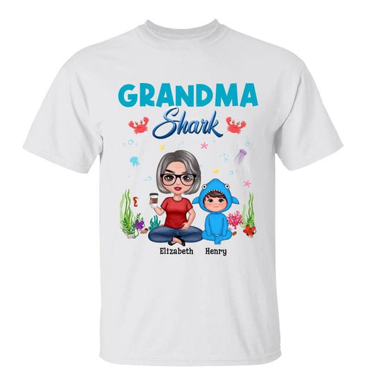 T-Shirt Grandma Mom Auntie Shark Doll Kids Mother‘s Day Gift Personalized Shirt Classic Tee / White Classic Tee / S