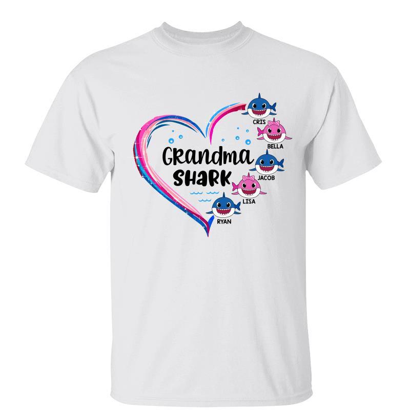 T-Shirt Grandma Mom Auntie Shark Heart Personalized Shirt Classic Tee / White Classic Tee / S