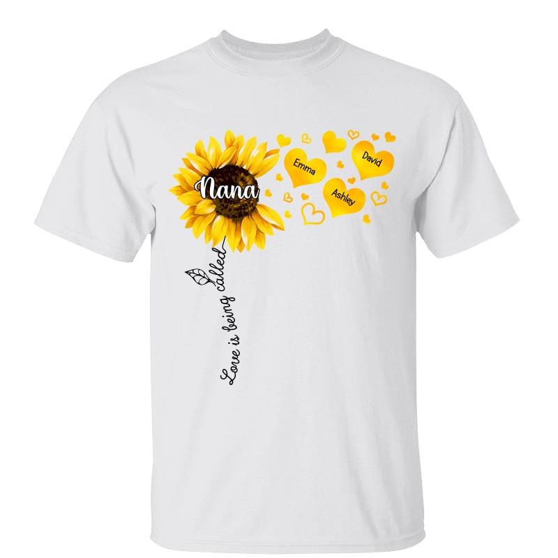 T-Shirt Grandma Sunflower Flying Hearts Personalized Shirt Classic Tee / White Classic Tee / S