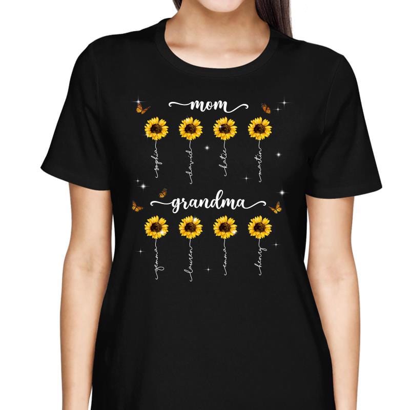 T-Shirt Mom Grandma Sunflowers Mother‘s Day Gift Personalized Shirt