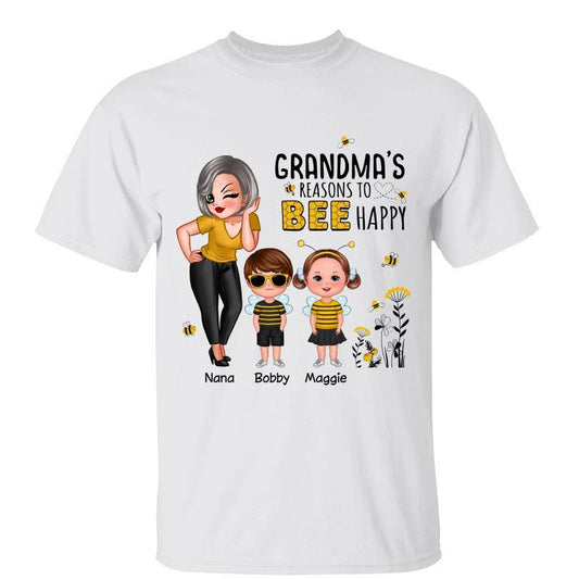 T-Shirt Reasons Bee Happy Sassy Woman & Doll Kid Personalized Shirt Classic Tee / White Classic Tee / S