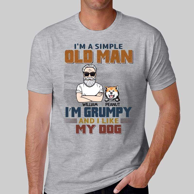 T-Shirt Simple Old Man Like Dogs Personalized Shirt (Light Color)