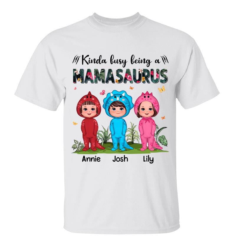 T-Shirt Tropical Kinda Busy Being Mamasaurus Grandmasaurus Personalized Shirt Classic Tee / White Classic Tee / S