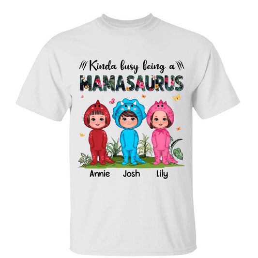 T-Shirt Tropical Kinda Busy Being Mamasaurus Grandmasaurus Personalized Shirt Classic Tee / White Classic Tee / S