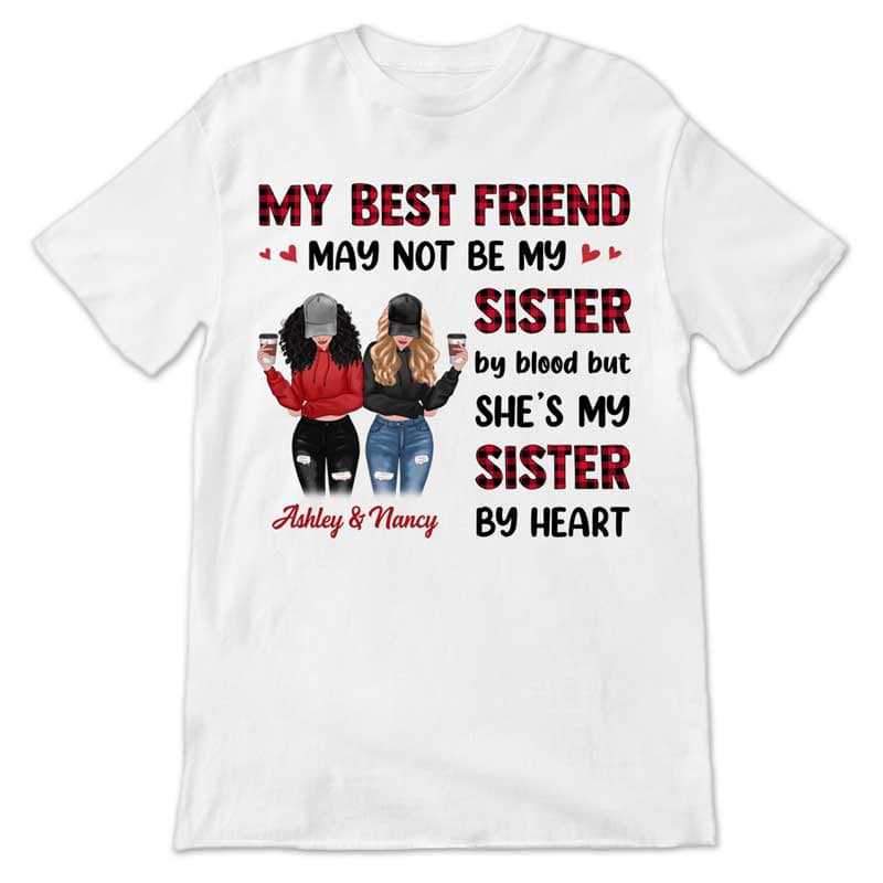 T-shirts Besties Red Plaid Modern Girls Personalized Shirt