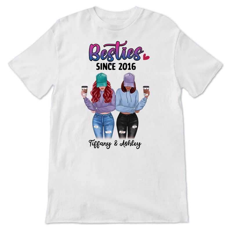 T-shirts Besties Since Modern Girl Personalized Shirt
