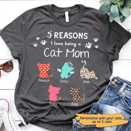 T-shirts Cat Mom Pattern Personalized Cat Mom Shirt Classic Tee / S / Dark Heather