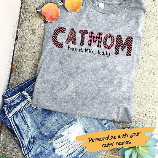 T-shirts Cat Mom Slogan Pattern Personalized Cat Mom Shirt Classic Tee / S / ASH