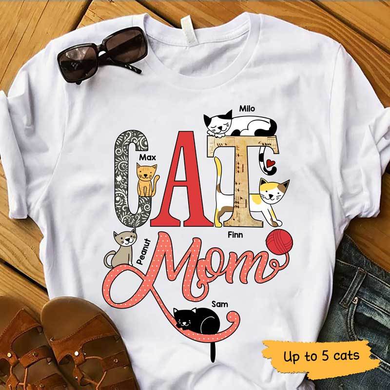 T-shirts Cats Inside Cat Mom Personalized Cat Mom Shirt Classic Tee / S / White