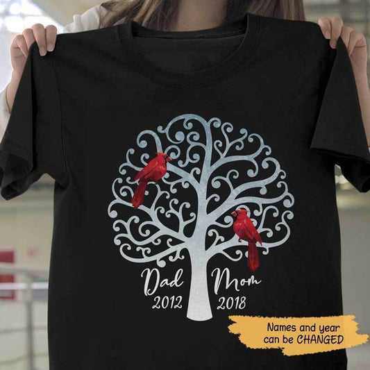 T-shirts Dad And Mom Cardinals Memorial Personalized Shirt Classic Tee / S / Black