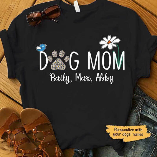T-shirts Dog Mom Daisy Personalized Dog Mom Shirt Classic Tee / S / Black