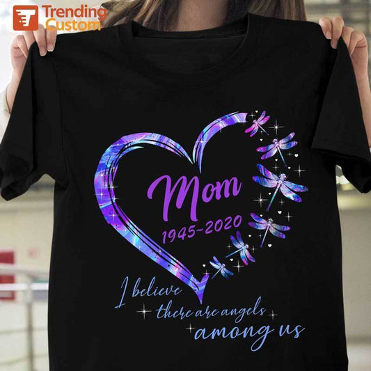 T-shirts Dragonfly Heart Memorial Personalized Shirt Classic Tee / S / Black