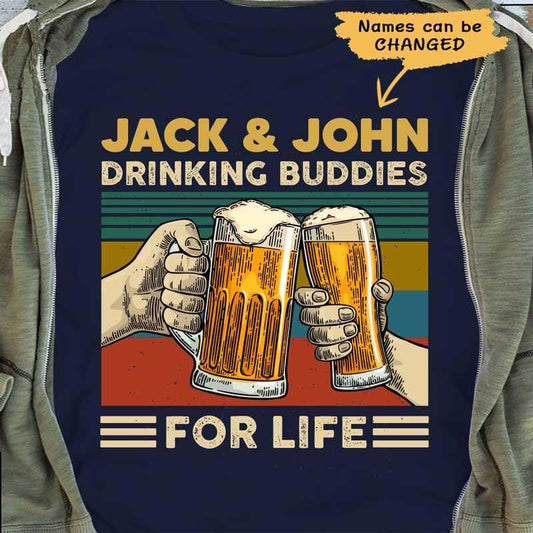 T-shirts Drinking Buddies Retro Personalized Shirt Classic Tee / S / Navy