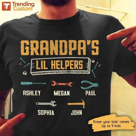 T-shirts Grandpa's Lil Helpers Personalized Shirt Classic Tee / S / Black