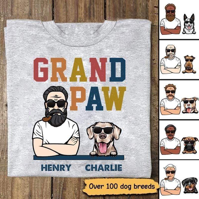 T-shirts Grandpaw Peeking Dog Personalized Shirt Classic Tee / S / Ash
