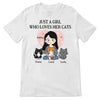 T-shirts Just A Girl Who Loves Her Cat Personalized White Shirt