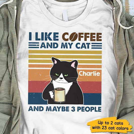 T-shirts Like Coffee and My Grumpy Cat Personalized Shirt Classic Tee / S / White