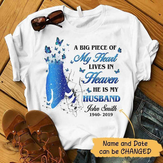 T-shirts My Husband Lives In Heaven Personalized Shirt Classic Tee / S / White