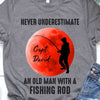 T-shirts Never Underestimate An Old Man With A Fishing Rod Personalized Shirt Classic Tee / S / ASH