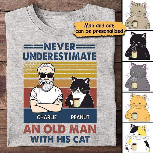 T-shirts Never Underestimate An Old Man With His Cats Personalized Ash Shirt Classic Tee / S / Ash