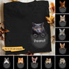 T-shirts Peeking Cat Pocket Personalized Cat Shirt Classic Tee / S / Black