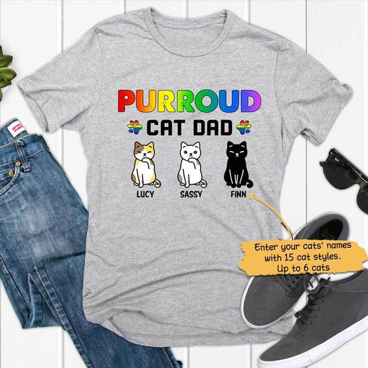 T-shirts Purroud Cat Dad Personalized Cat Dad Shirt Classic Tee / S / Ash