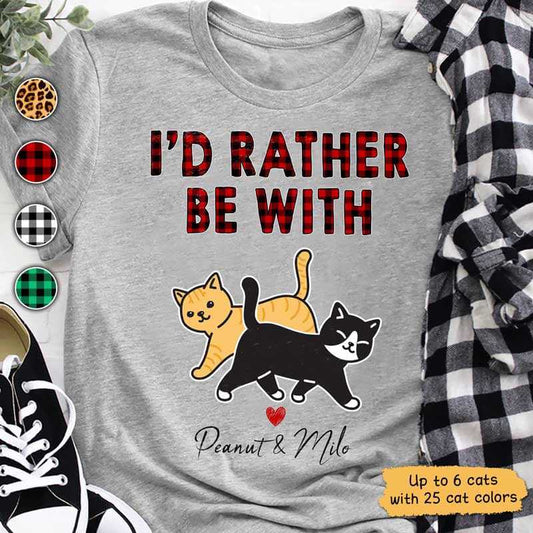 T-shirts Rather Be With Cats Pattern Personalized Shirt Classic Tee / S / Ash