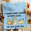 T-shirts Survive On Books And Cats Personalized Cat Shirt Classic Tee / S / Light Blue