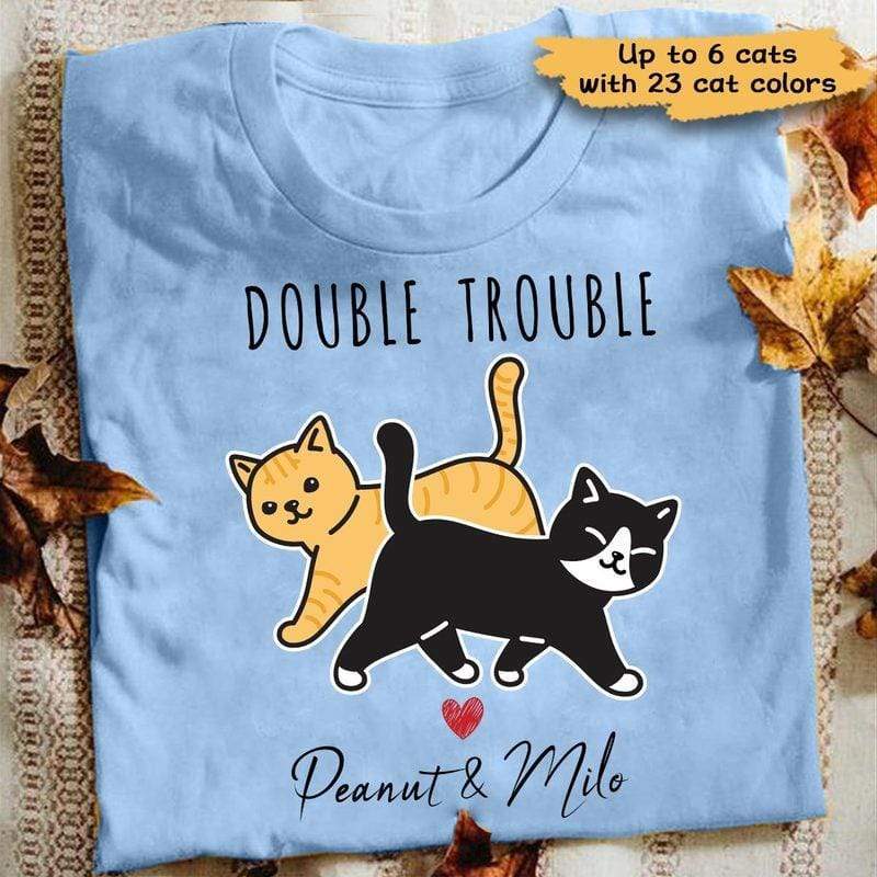 T-shirts Walking Cat Personalized Cat Mom Shirt Classic Tee / S / Light Blue