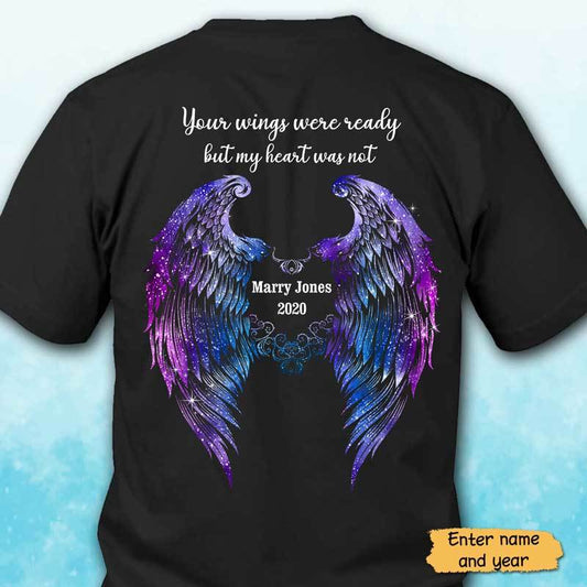 T-shirts Your Wings Were Ready Sparkling Memorial Personalized Shirt Classic Tee / S / Black