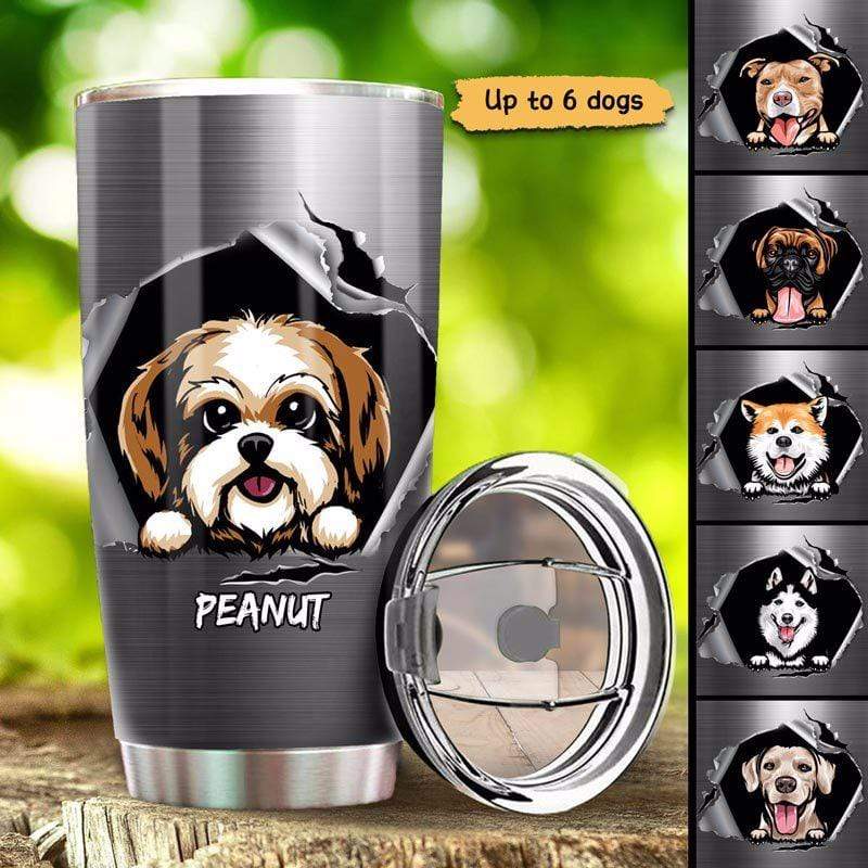 Tumbler Peeking Dog Ragged Hole Torn Personalized Tumbler 20oz