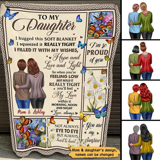 To My Daughter Butterflies Personalized Fleece Blanket