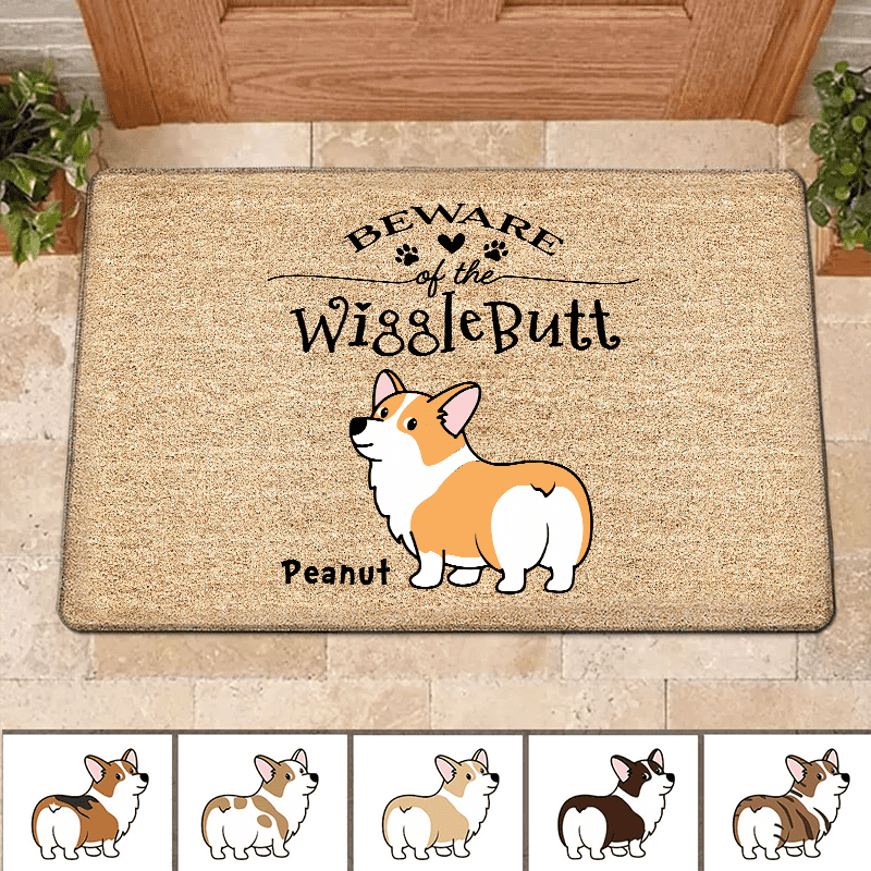 Corgi Wiggle Butt Club Dog Personalized Doormat