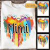 Grandma Melting Colorful Heart Personalized Shirt (Light Color)