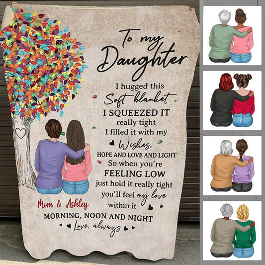 To My Daughter Colorful Tree Personalized Fleece Blanket