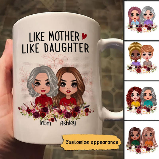 Like Mother Like Daughter Doll Floral Personalized Mug