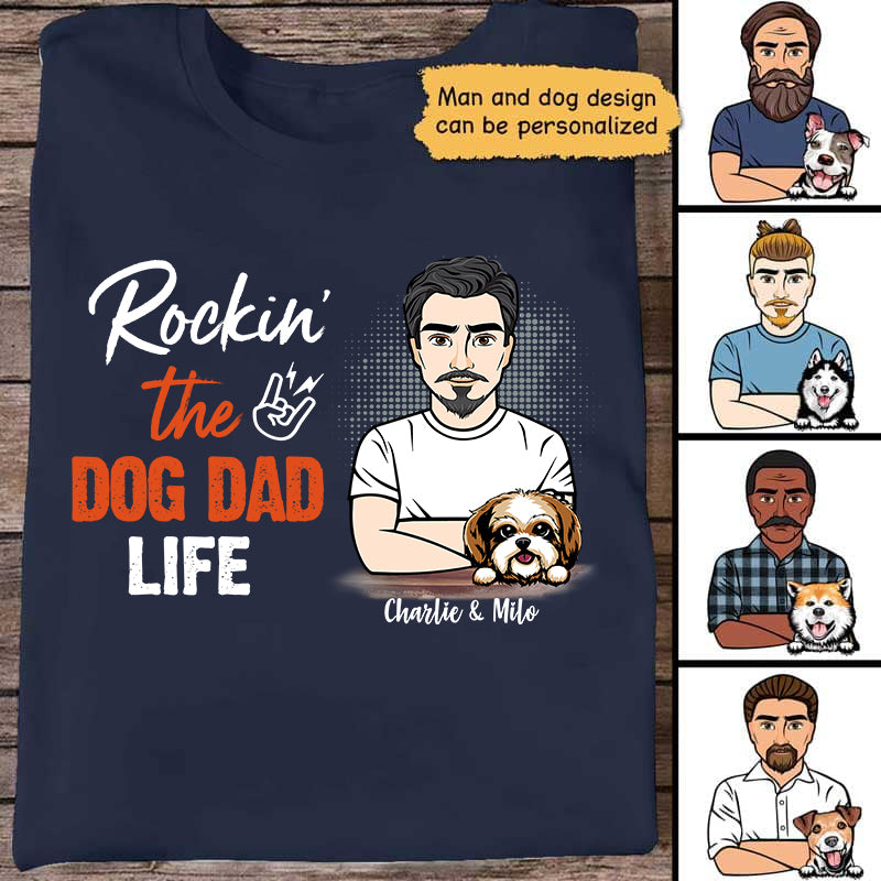 Rockin‘ Dog Dad Life Old Man Personalized Dark Color Shirt