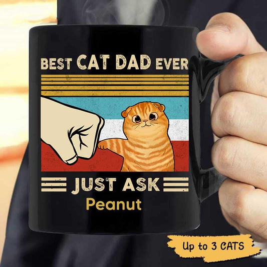 Best Cat Dad Fluffy Cat Personalized Mug
