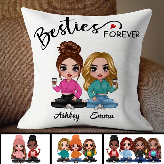 Doll Besties Sitting Personalized Pillow (Insert Included)