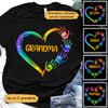 Grandma Mom Heart Hand Print Personalized Shirt