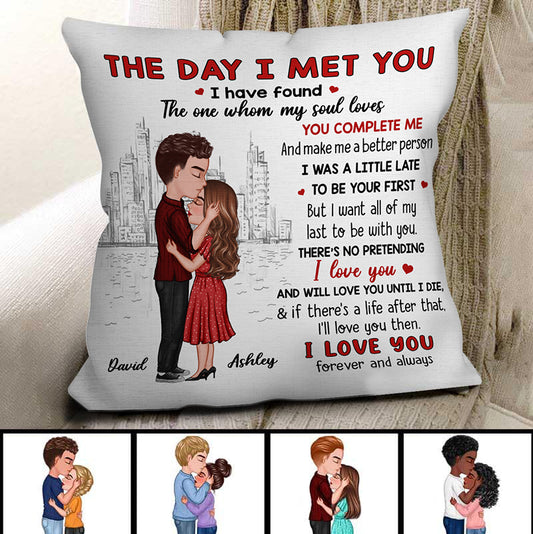 Doll Couple Kissing Gift For Him For Her Personalized Pillow (Insert Included)