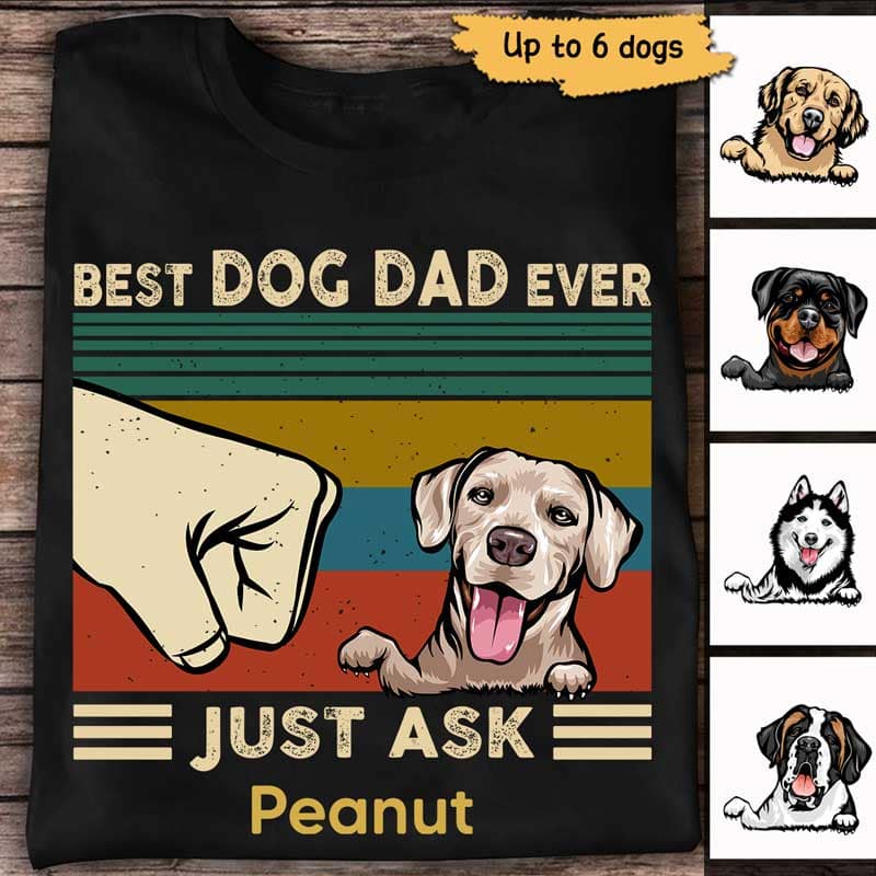 Best Dog Dad Mom Fist Bump Peeking Dog Personalized Shirt